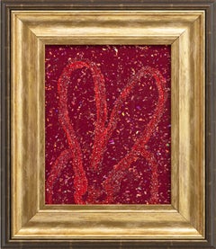 Hunt Slonem "Veil" Red Diamond Dust Glitter Bunny