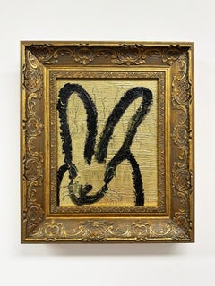 Hunt Slonem Vibrant Bunny oil Painting 'Golden'