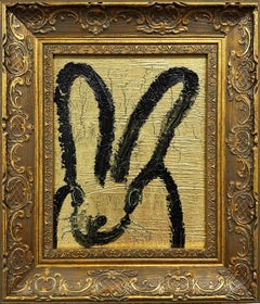 Hunt Slonem Vibrant Bunny oil Painting 'Golden'
