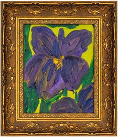 Hunt Slonem "Primavera Violeta" Flor morada y verde