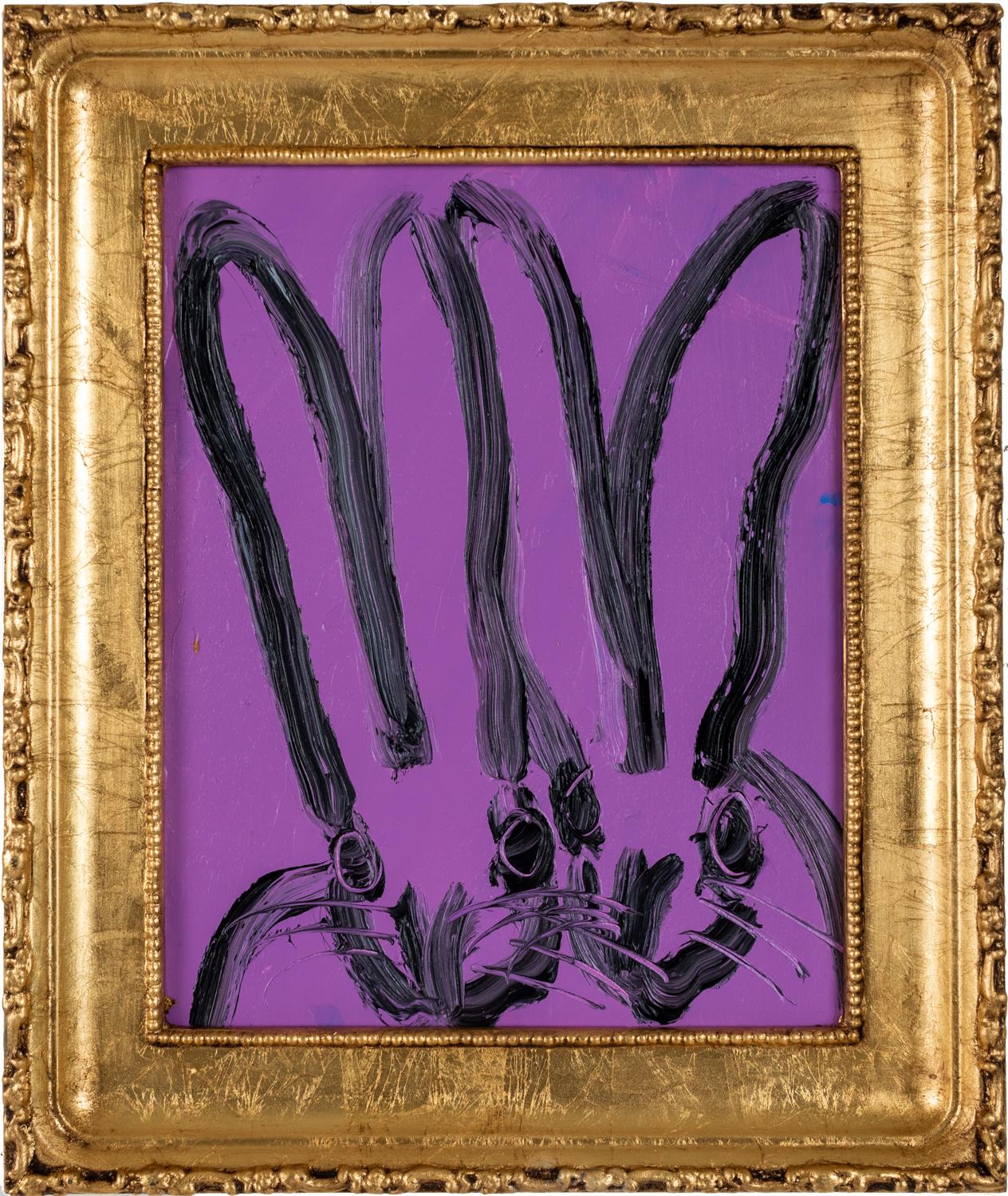 Hunt Slonem "Violets" Double Violet Bunnies
Black outlined bunnies on a violet background in an antique frame

Unframed: 10 x 8 inches
Framed: 13 x 11 inches
*Painting is framed - Please note Hunt Slonem paintings with frames may show signs of