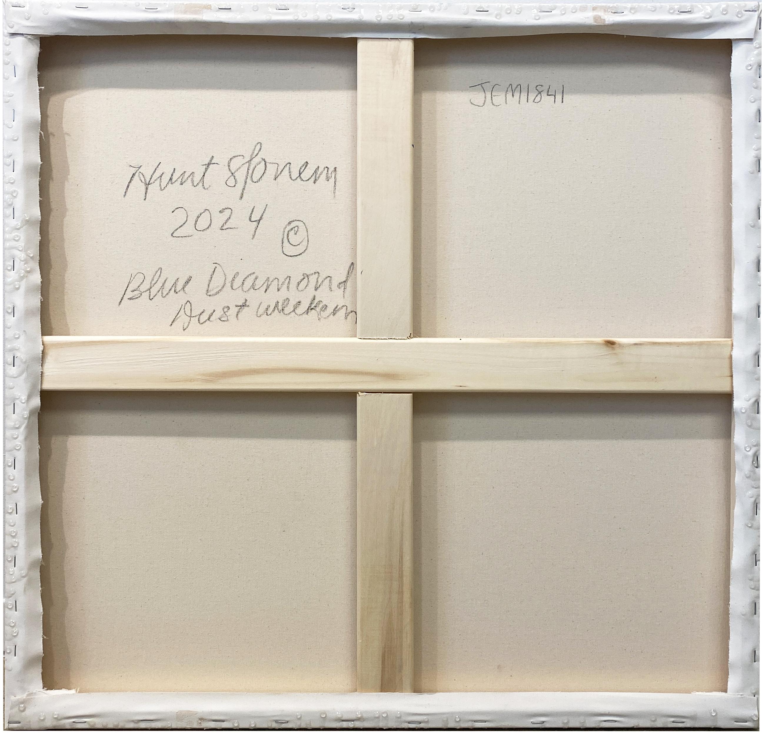 Hunt Slonem, Coniglietti bianchi e blu, Pittura a olio 'Weekend di polvere di diamante blu' in vendita 5