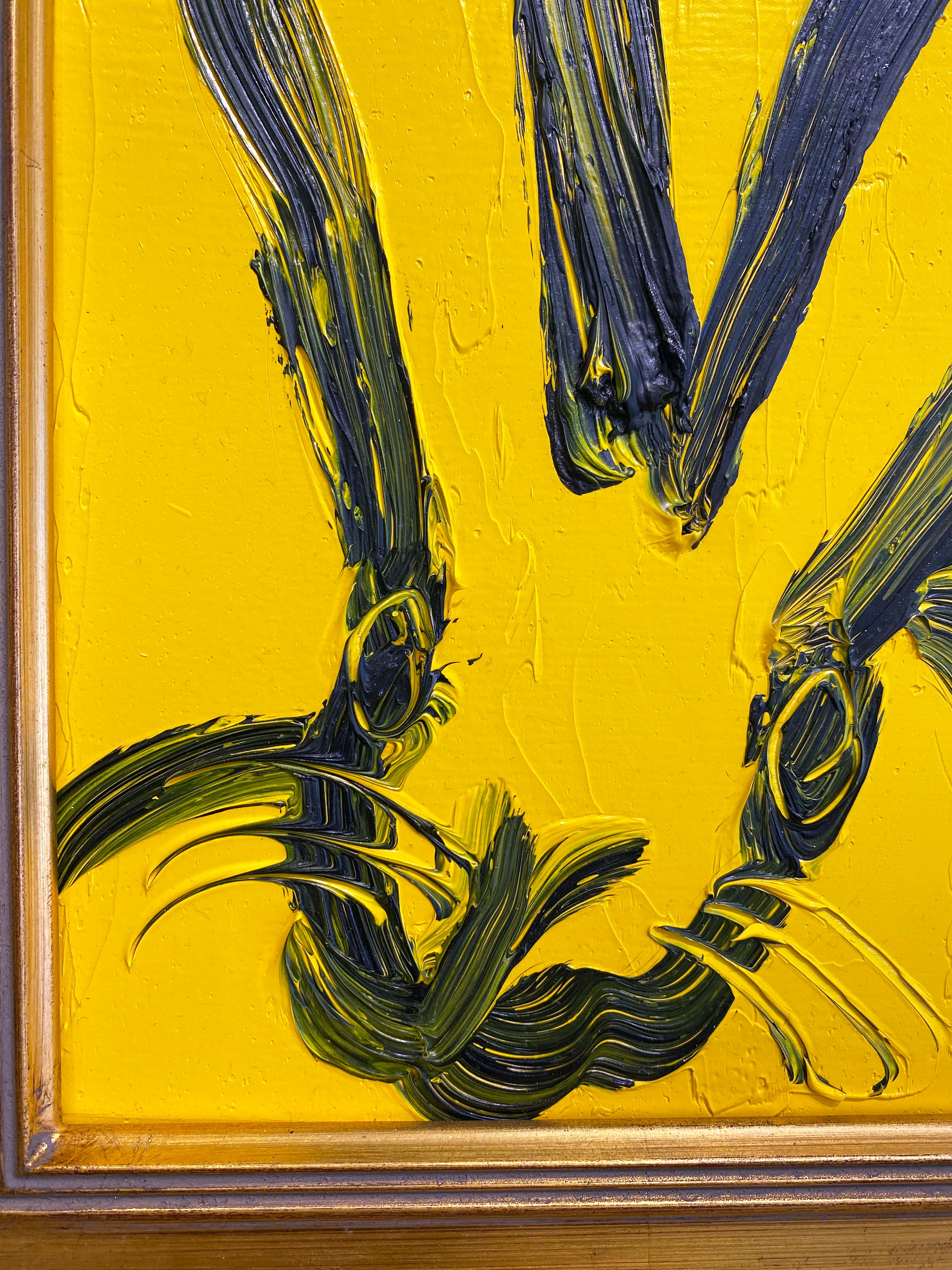 Hunt Slonem Yellow Bunny Oil Painting 'Lauper' 2