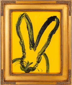 Hunt Slonem Yellow Bunny Oil Painting 'Lauper'