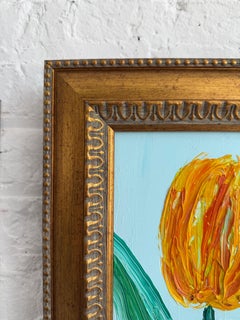 Hunt Slonem "Yellow Tulip" Multicolor Flower