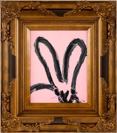 Peinture à l'huile rose de Hunt Slonem's Colorful Bunny