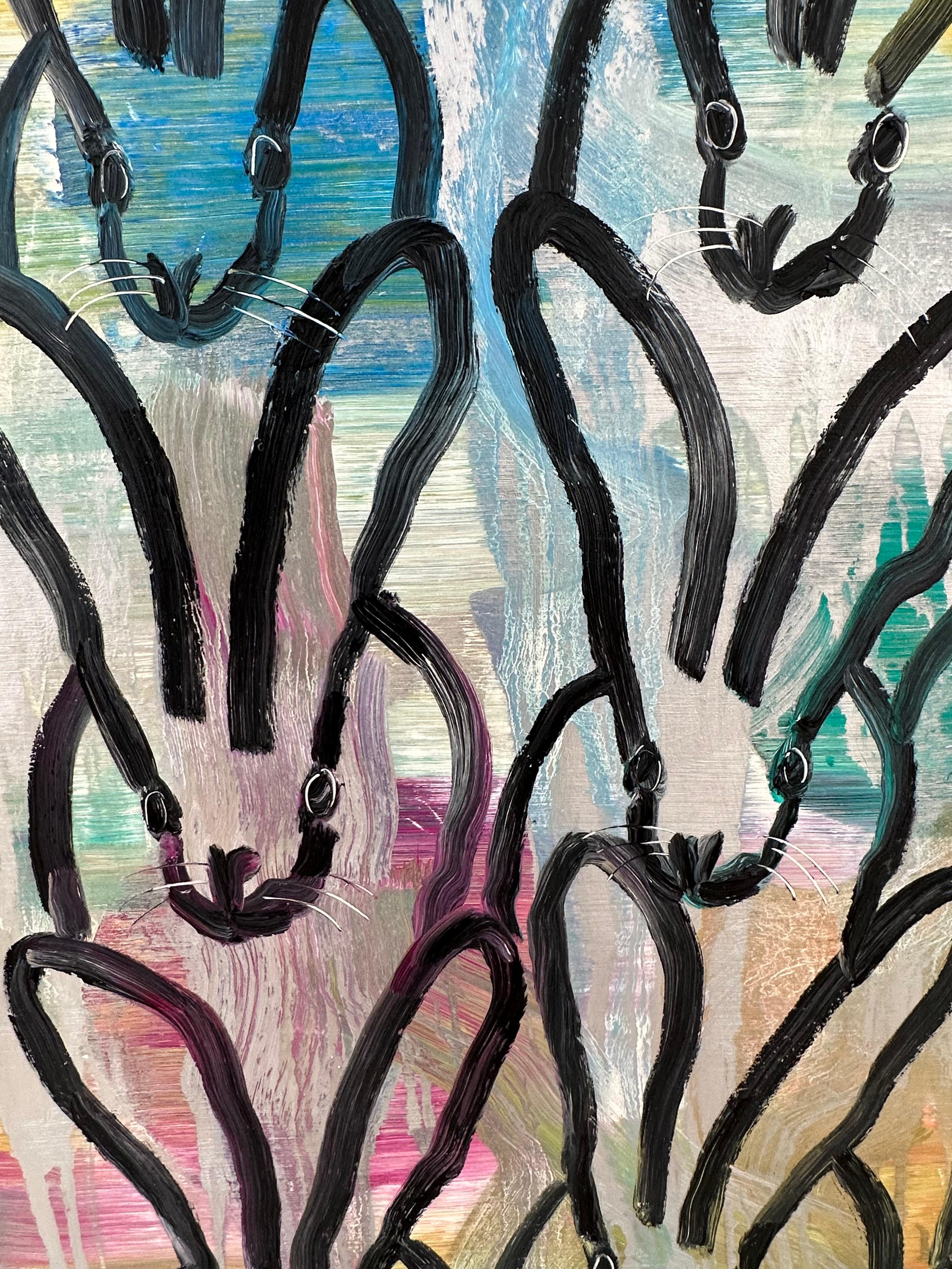 Bunnies Rainbow Oil Painting Hunt Slonem Hutch The Mark For Sale 1
