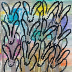 Vintage Bunnies Rainbow Oil Painting Hunt Slonem Hutch The Mark