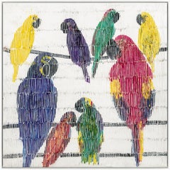 Hunt Slonem "Hyacinth Macaw Picul" Neoexpressionist Birds Framed Oil on Canvas