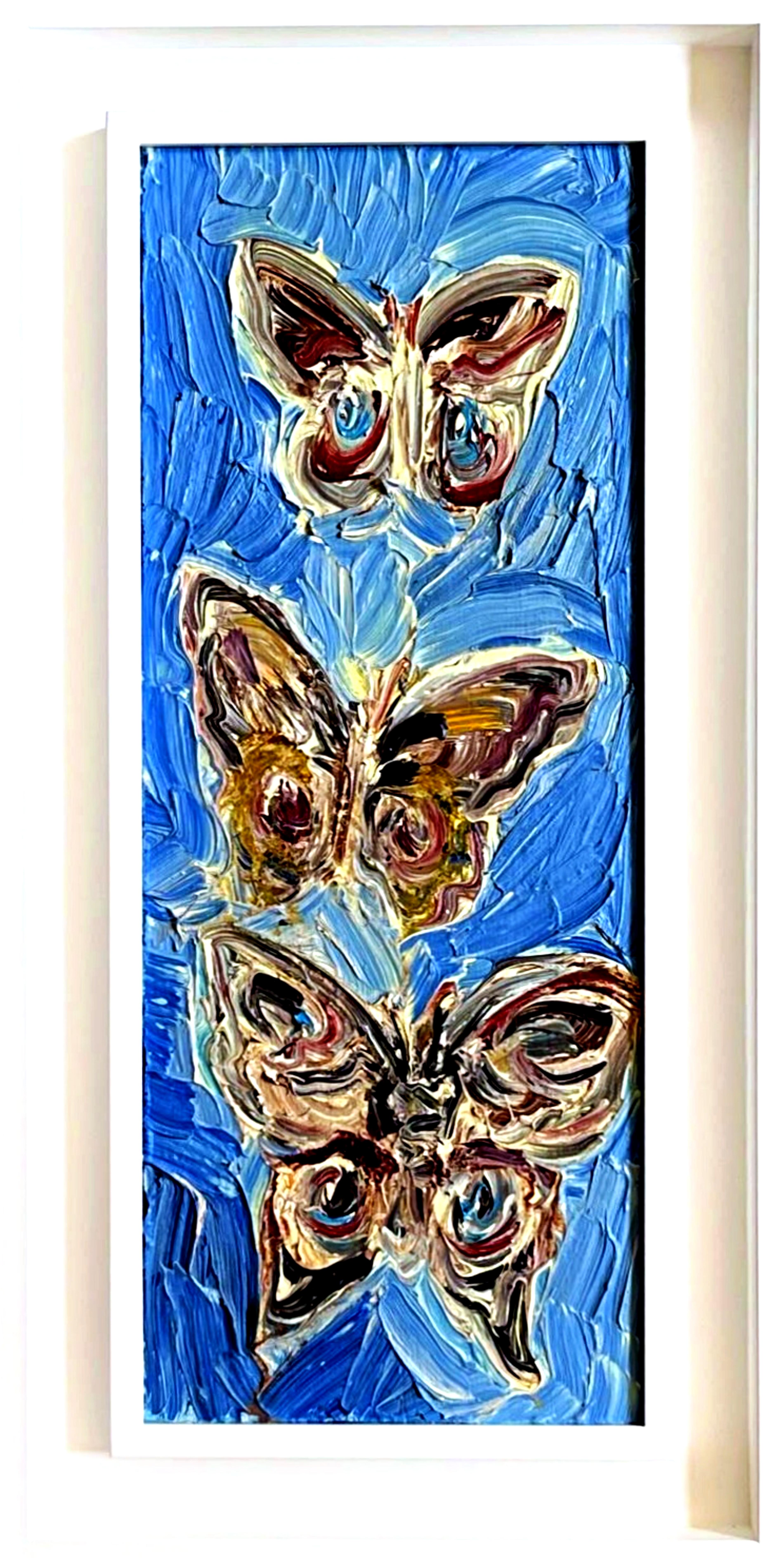 Hunt Slonem Abstract Painting - IO Moths (unique signed painting created for literary publication) special piece