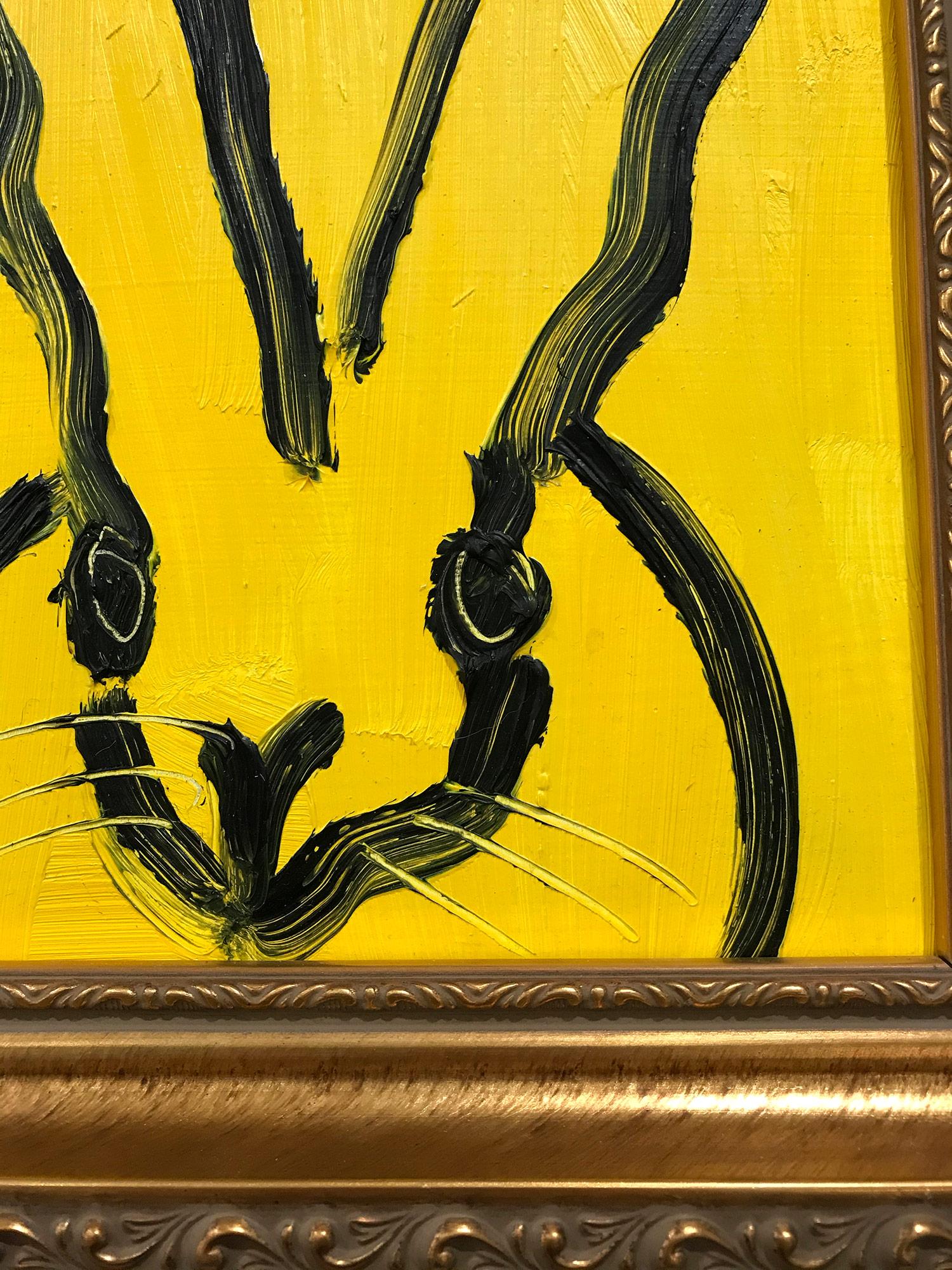 Jackie O - Yellow (Bunny on Royal Yellow) Oil Painting on Wood Panel 1