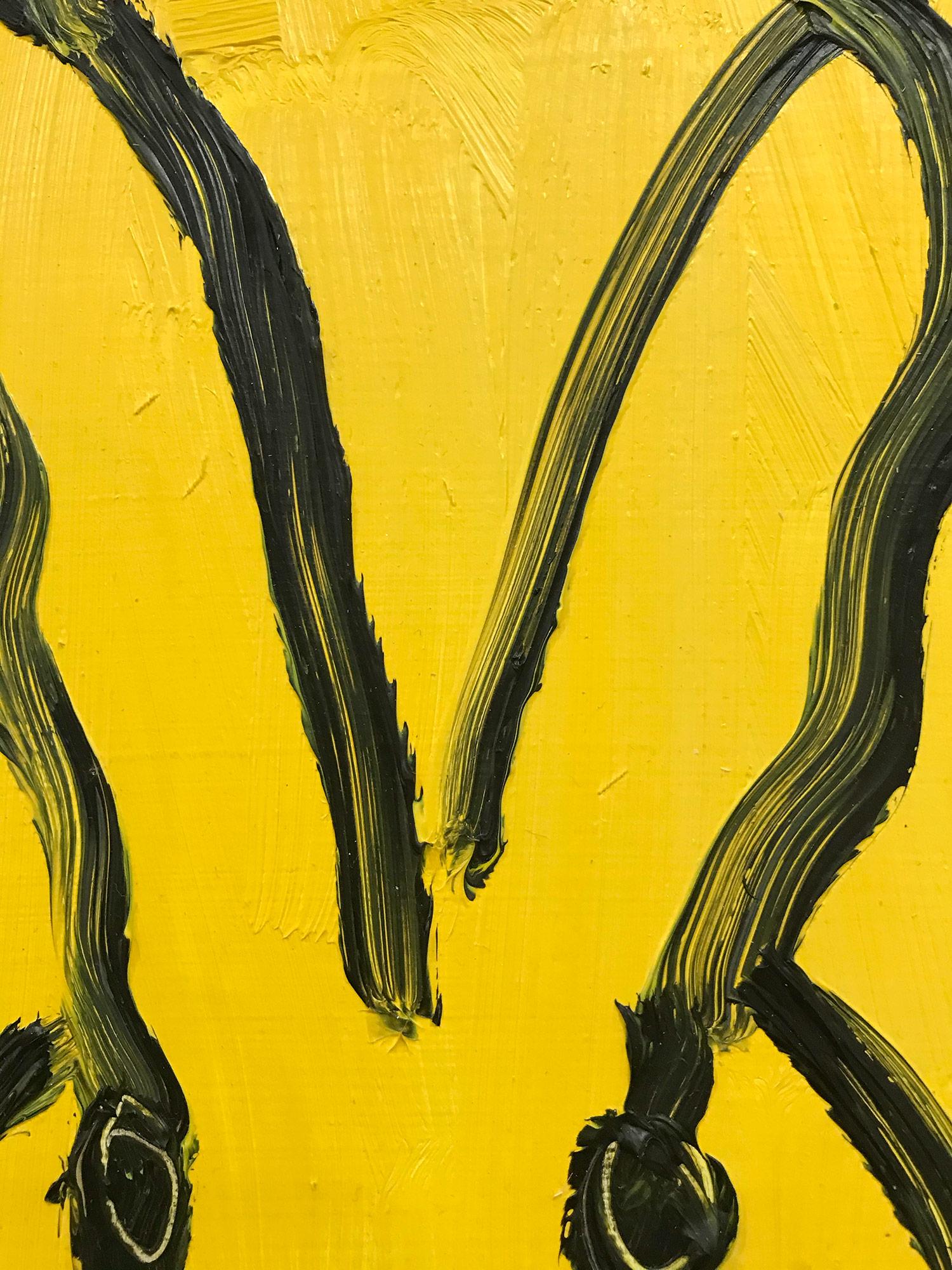 Jackie O - Yellow (Bunny on Royal Yellow) Oil Painting on Wood Panel 2