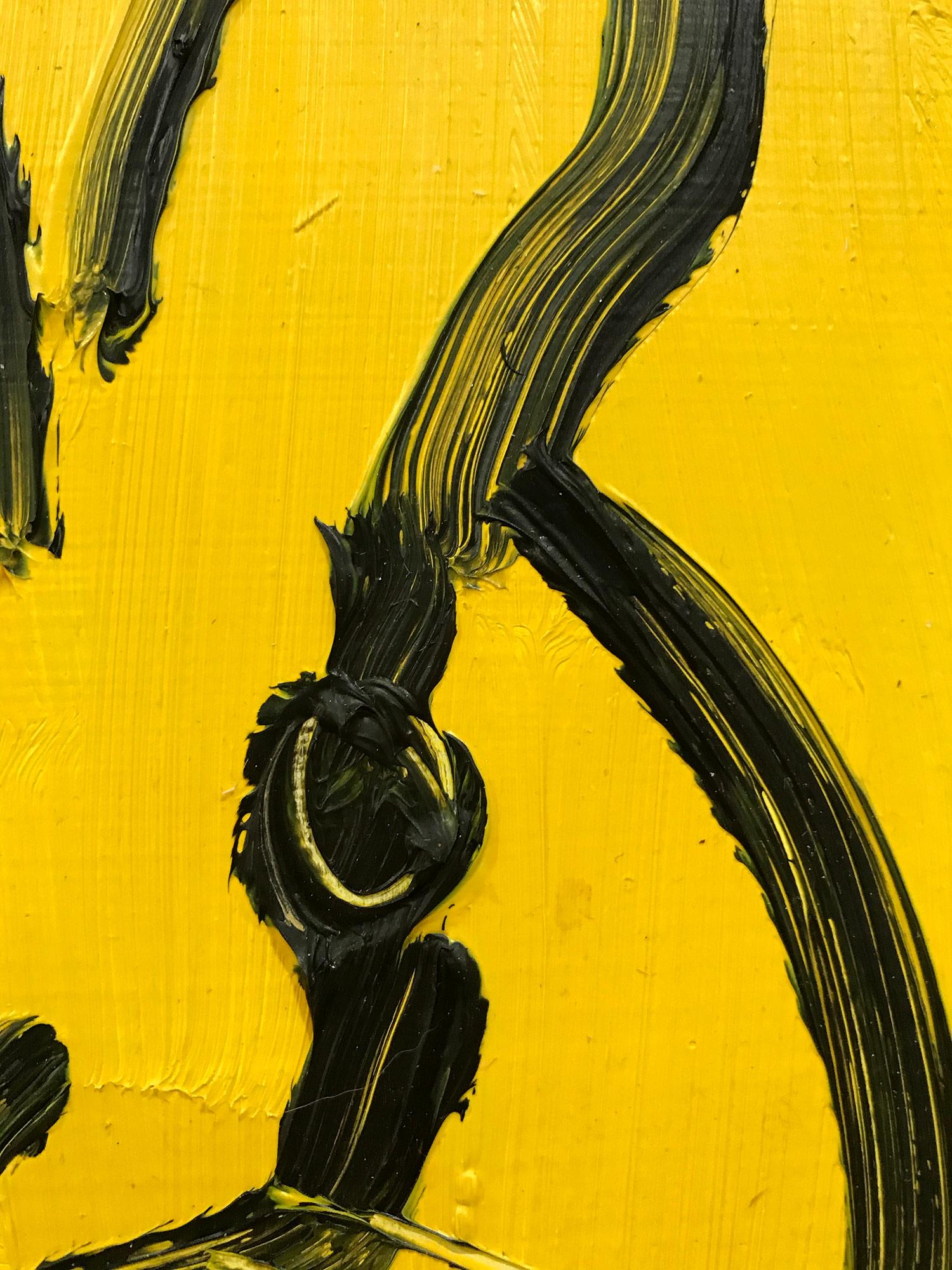Jackie O - Yellow (Bunny on Royal Yellow) Oil Painting on Wood Panel 4