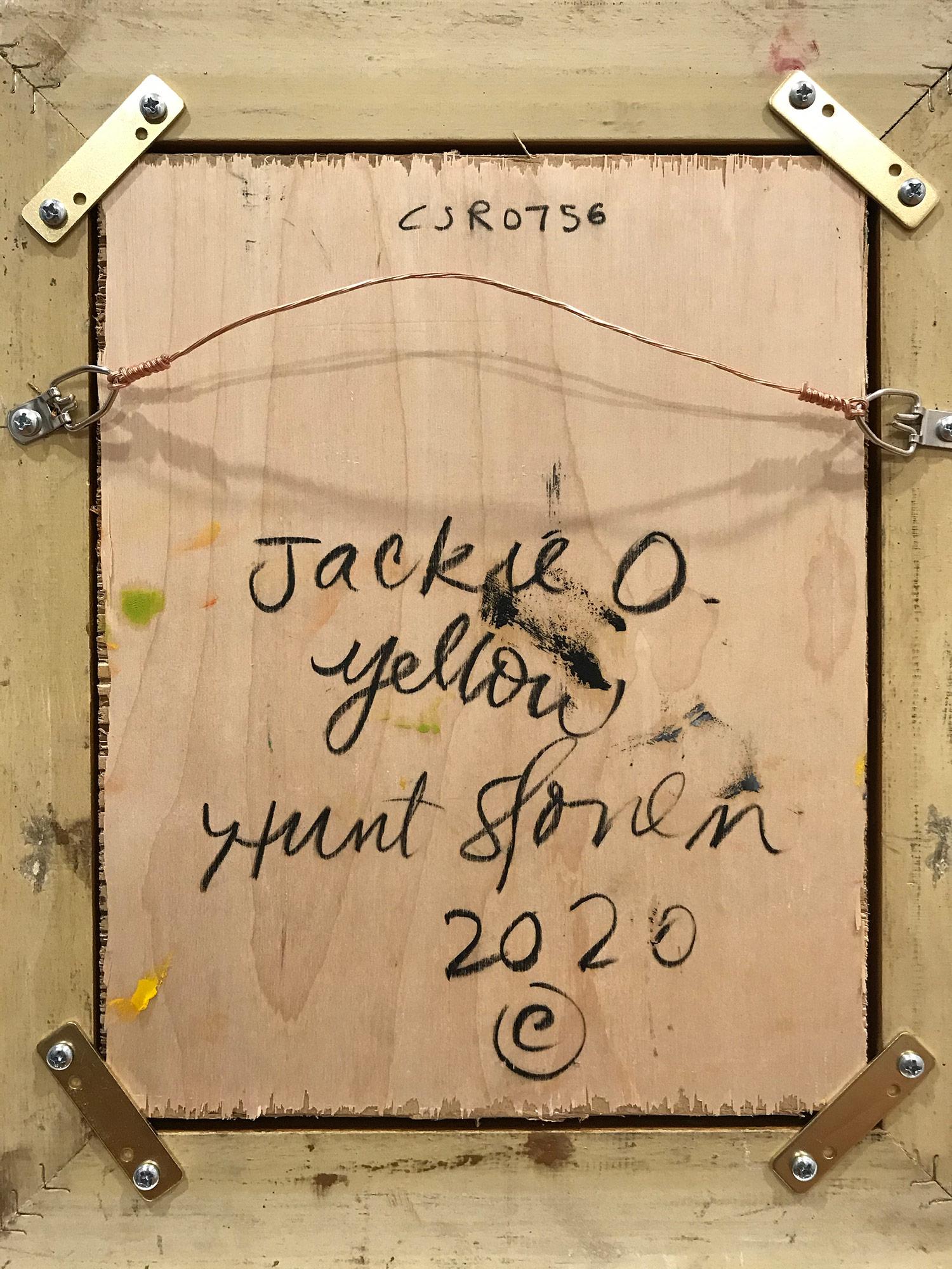 Jackie O - Yellow (Bunny on Royal Yellow) Oil Painting on Wood Panel 5