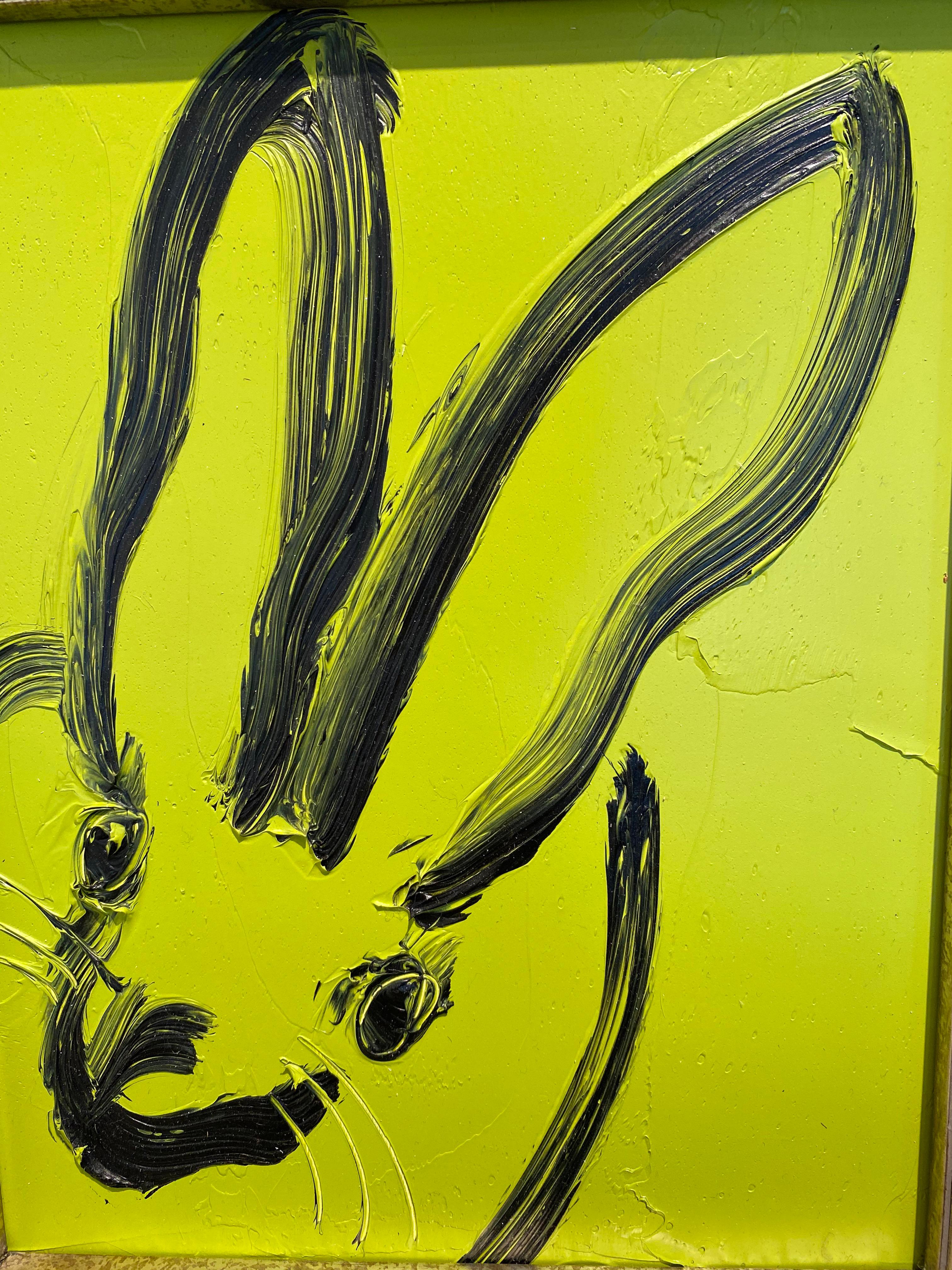 Kim- green and black gestural bunny by Hunt Slonem For Sale 1