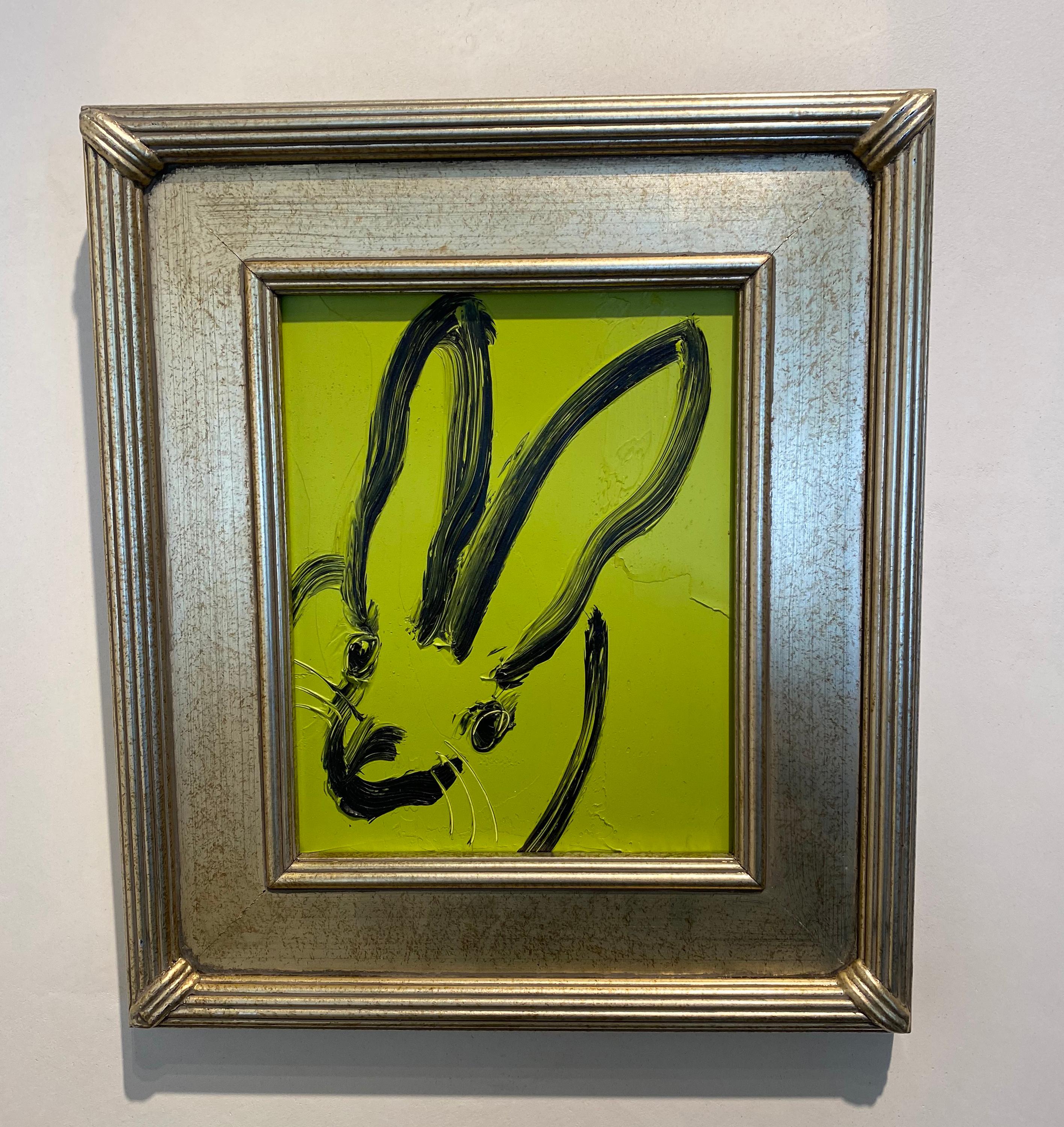 Kim- green and black gestural bunny by Hunt Slonem For Sale 2