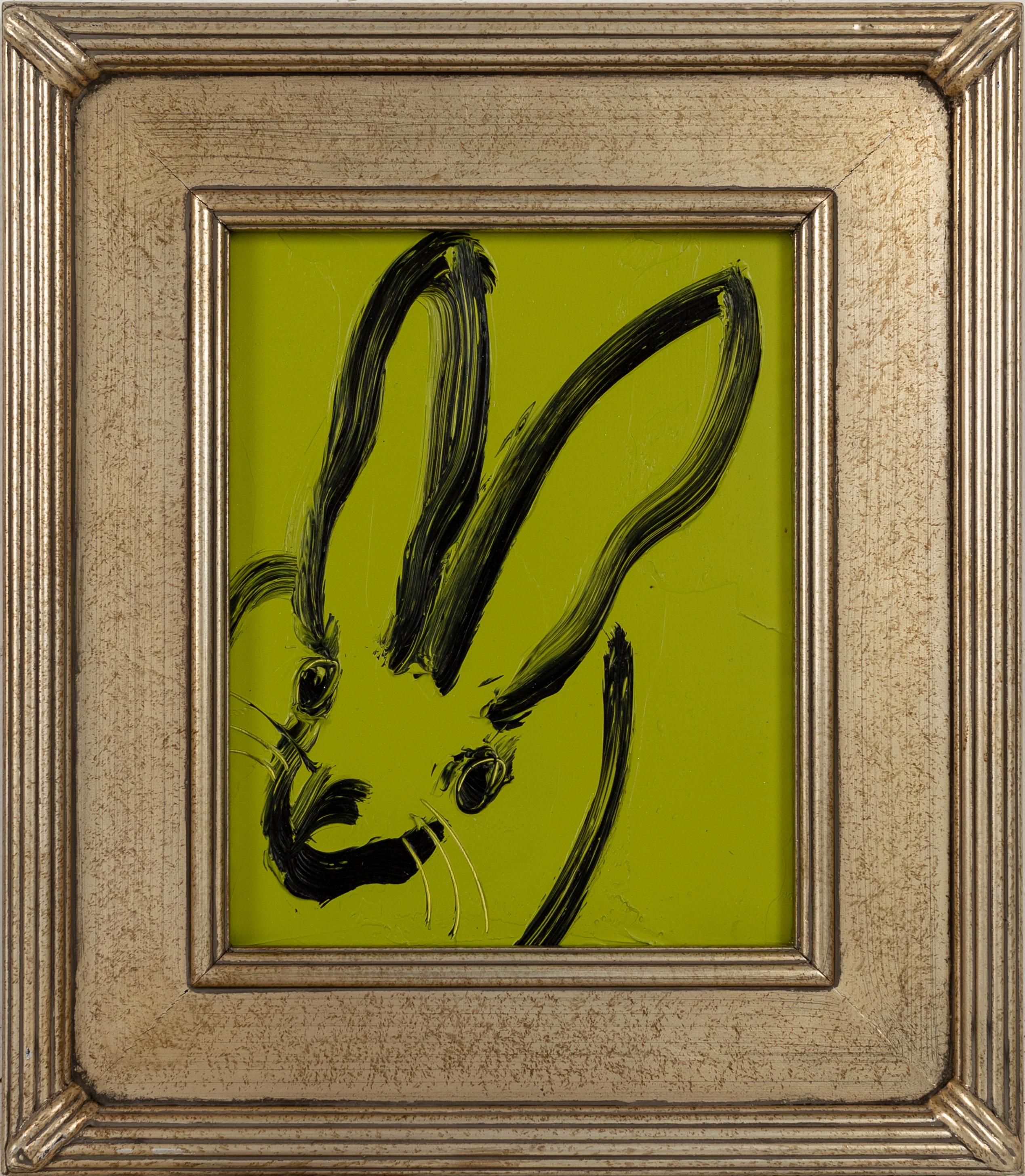 Kim- green and black gestural bunny by Hunt Slonem