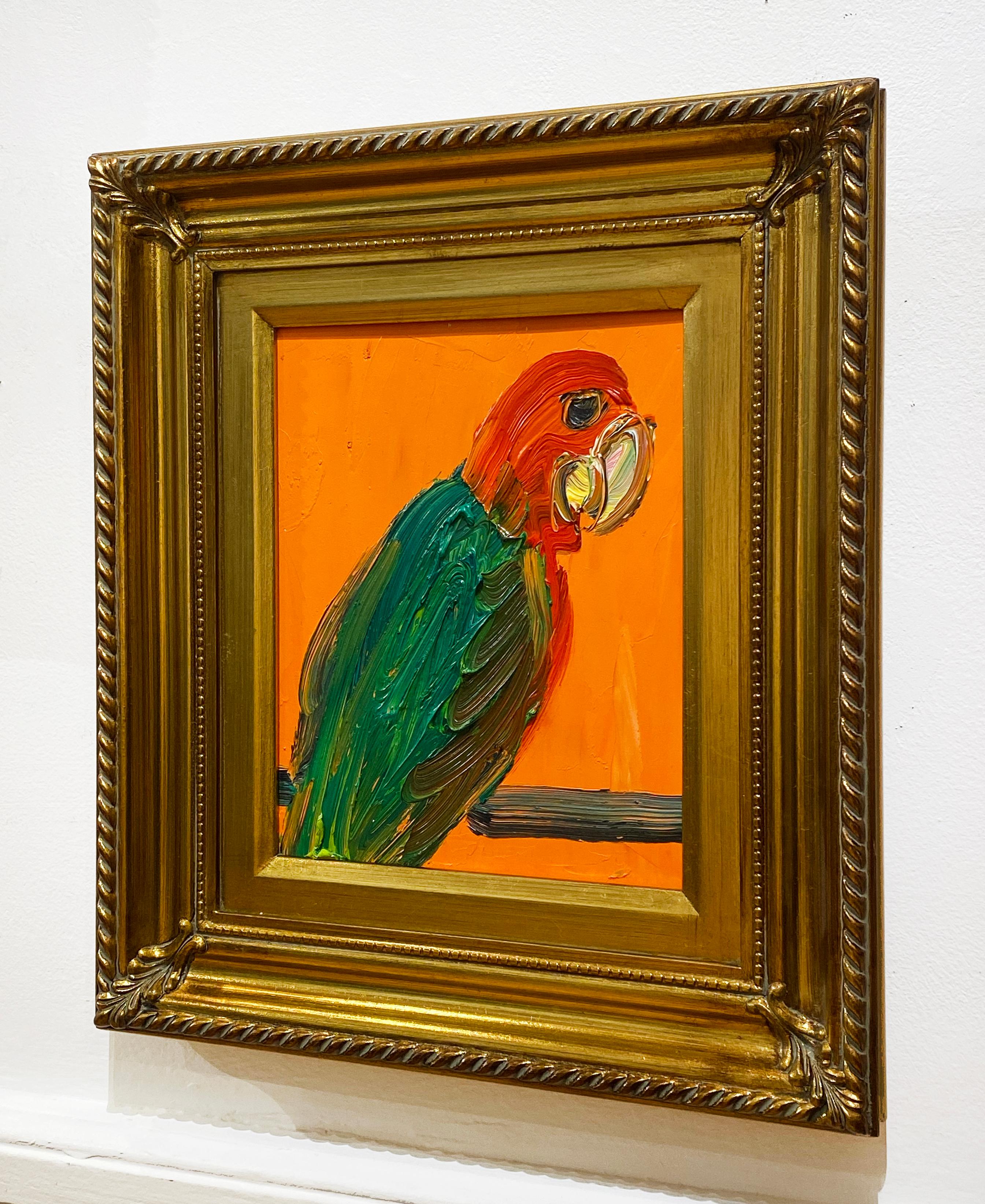 King Parrot - Brown Animal Painting by Hunt Slonem