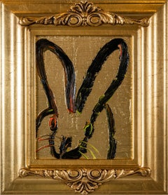 Lark "Bunny Painting" Original Gold Oil Painting in Gold Vintage Frame