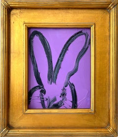 "Lavendar" (Bunny on Deep Lavender Purple Background) Oil Painting on Wood Panel