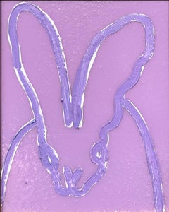 "Lavender Fog 2" Bunny on Lavender Diamond Dust Background Oil Painting Framed