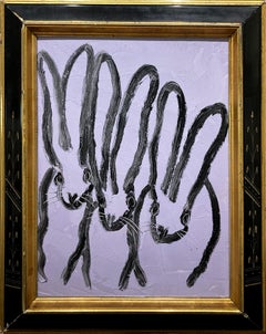 Used "Lavender World" Triple Bunnies on Lavender Oil Painting in an Eastlake Frame