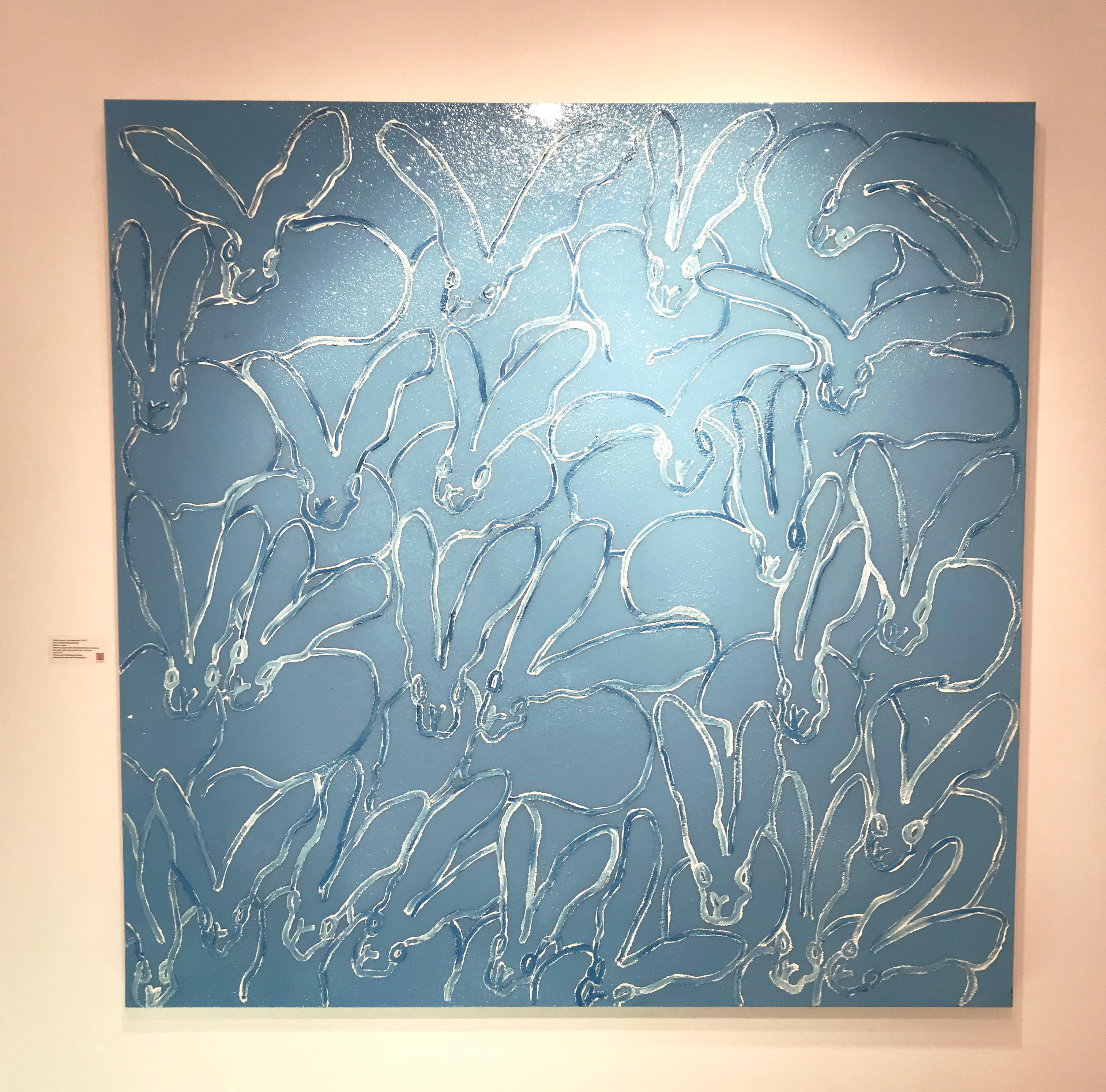Light Blue Diamond Bunnies - Contemporary Painting by Hunt Slonem