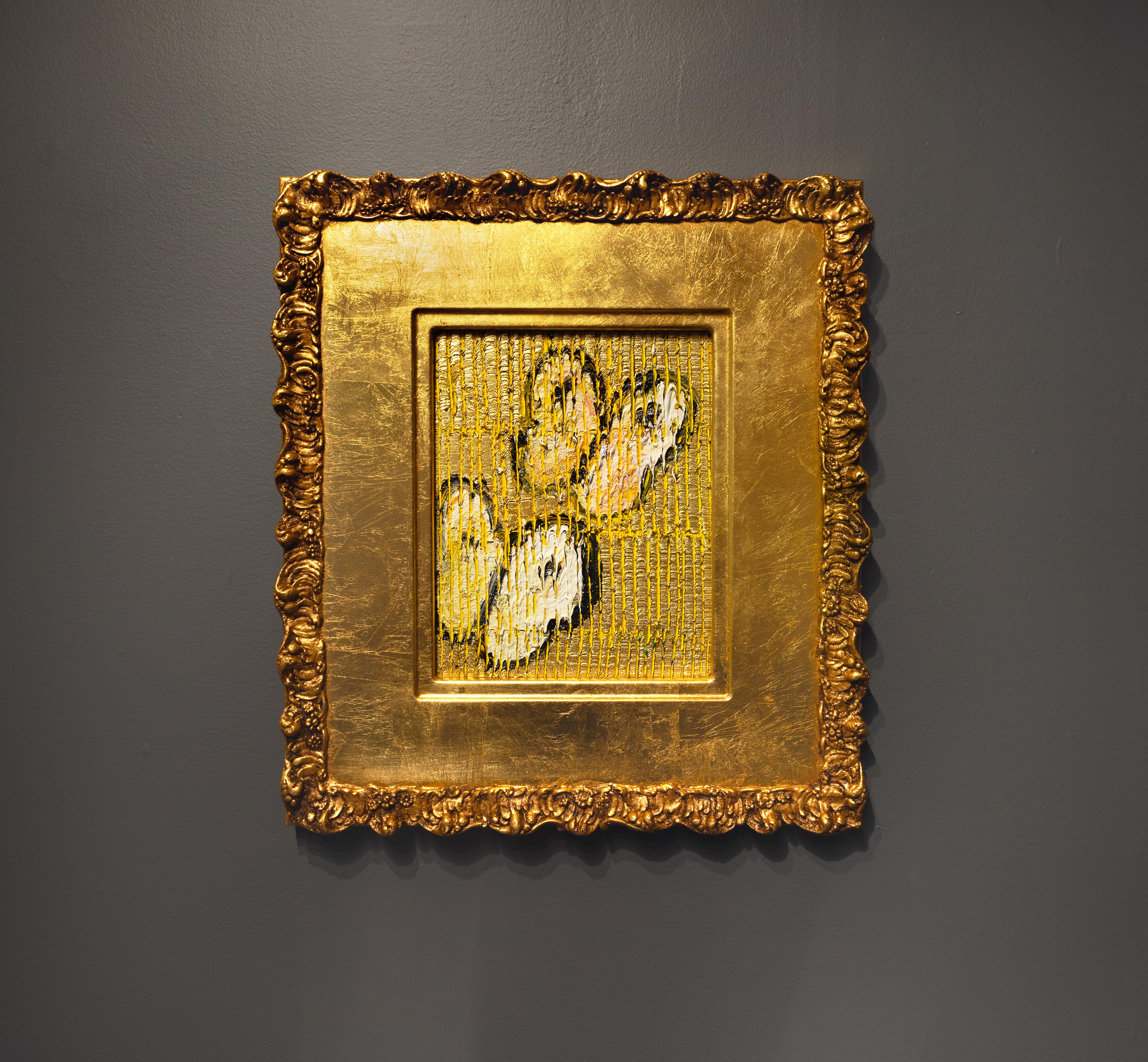 'Light Flight' è un dipinto gestuale di Hunt Slonem dedicato alle farfalle. Le farfalle si trovano in tutto il corpus di opere neo-espressioniste di Slonem. Lo sfondo del dipinto è di un brillante oro metallico, in contrasto con le ali delle