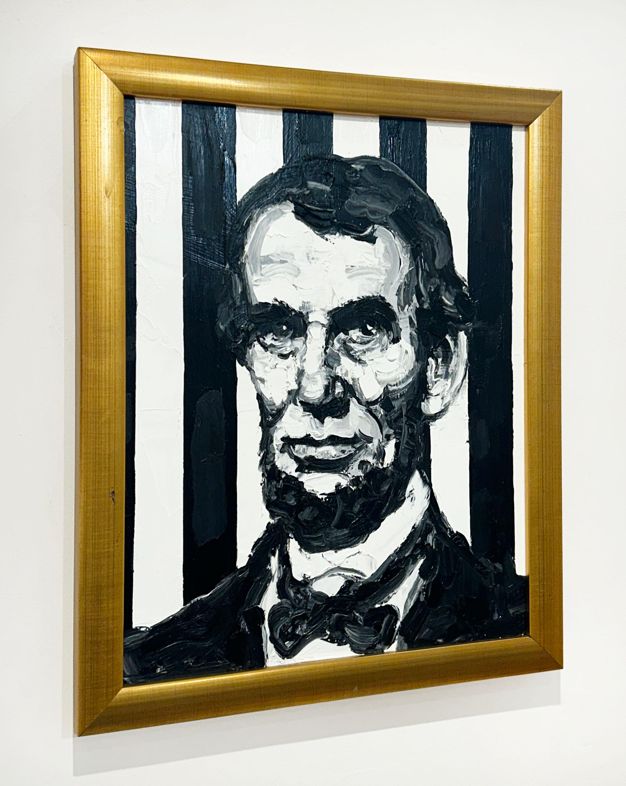 Lincoln - Orange Portrait Painting by Hunt Slonem
