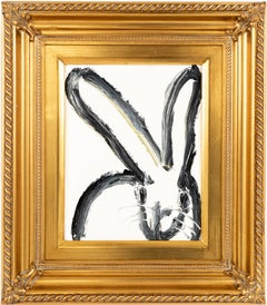 Lop Ear "Bunny Painting" Green Original Oil Painting in Gold Vintage Frame