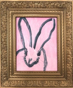 "Loreen: (Bunny on Light Pink)" Oil Painting on Wood Panel