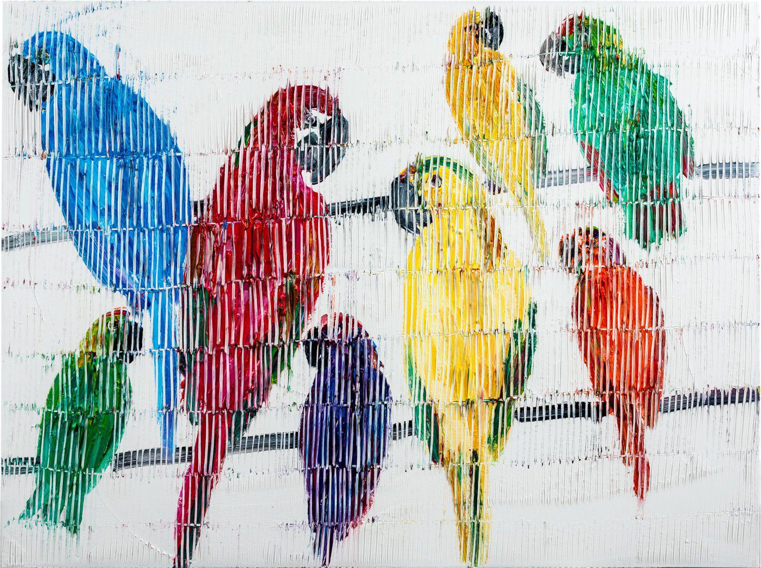 Macaws and Amazon Aviary  - Painting by Hunt Slonem
