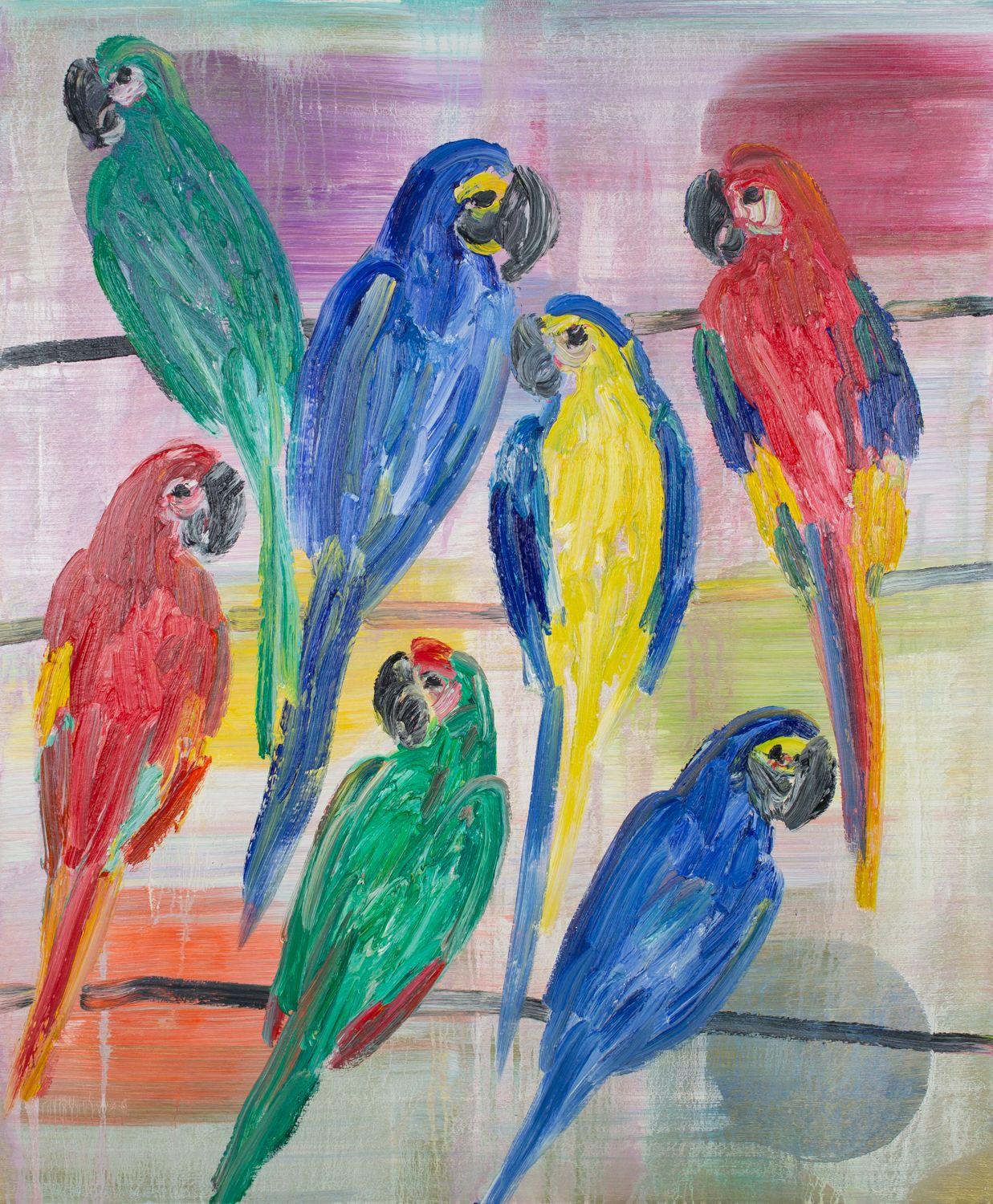 Hunt Slonem Animal Painting - Macaws July 