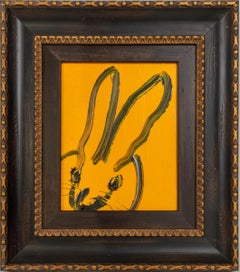 Madewood "Bunny Painting" In Vintage Frame Orange Background