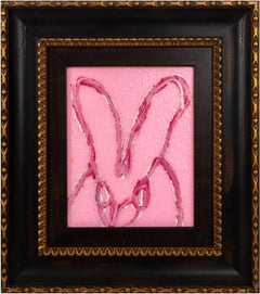 "Margie" (Diamond Dust Bunny on Pink Background) Oil Painting on Wood Panel