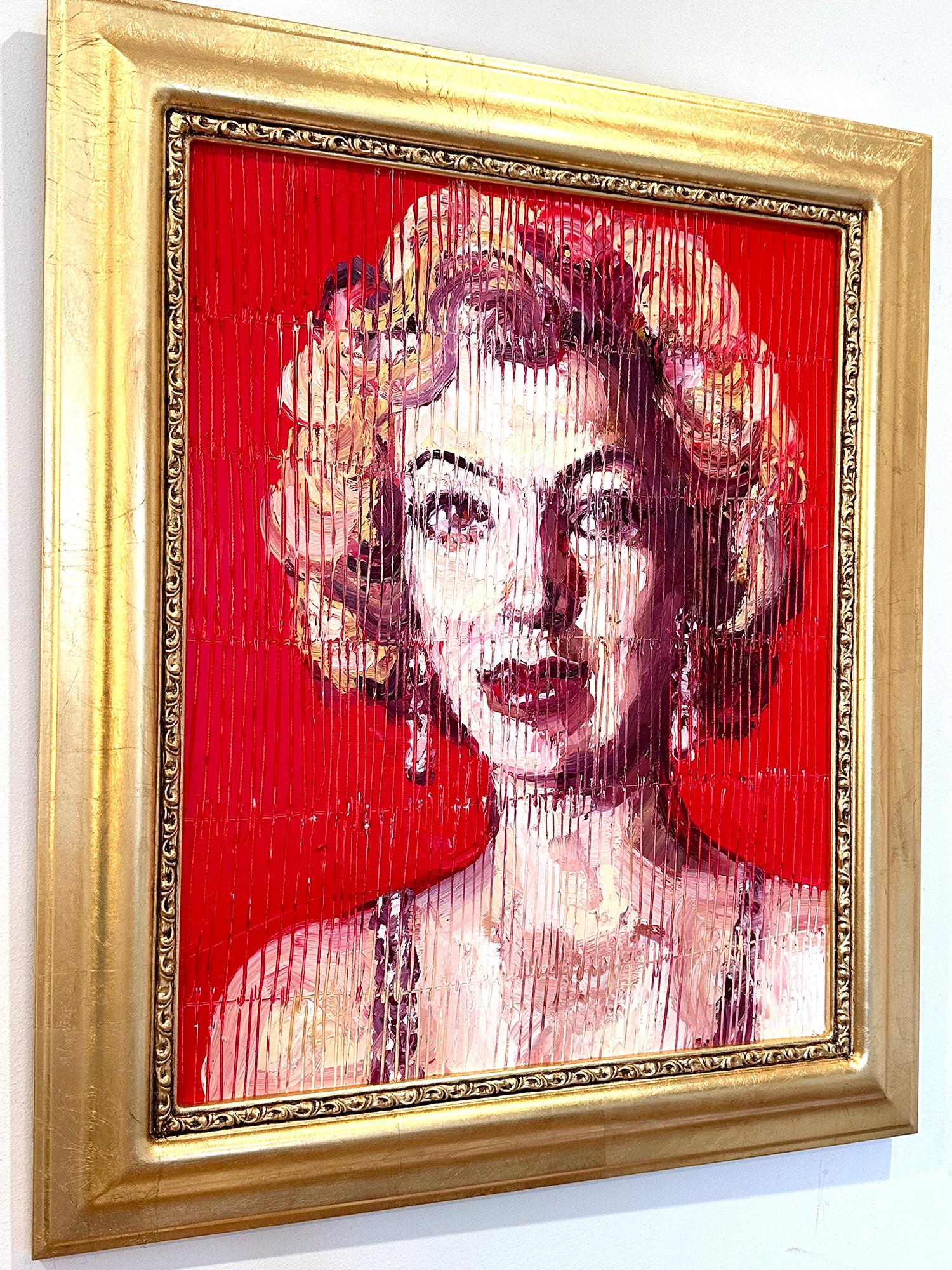 Peinture à l'huile néo-expressionniste rouge « Marilyn Monroe Red » sur panneau de bois en vente 6