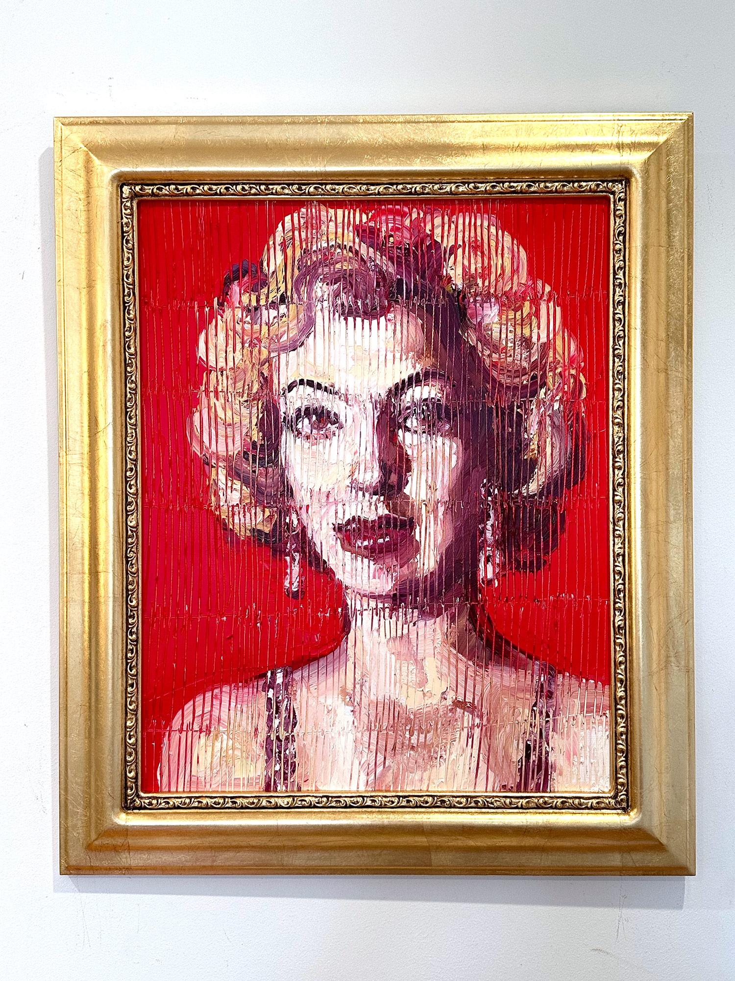 Peinture à l'huile néo-expressionniste rouge « Marilyn Monroe Red » sur panneau de bois en vente 7
