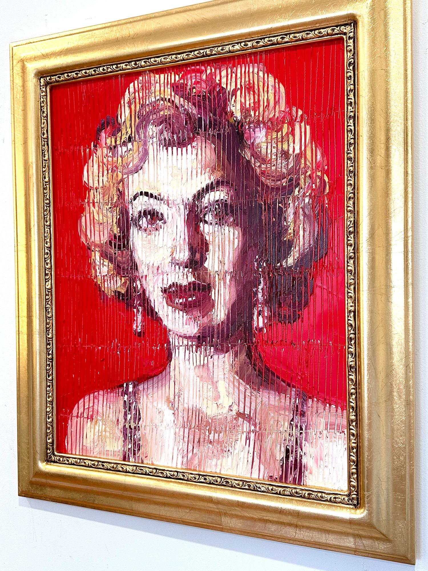 Peinture à l'huile néo-expressionniste rouge « Marilyn Monroe Red » sur panneau de bois en vente 8