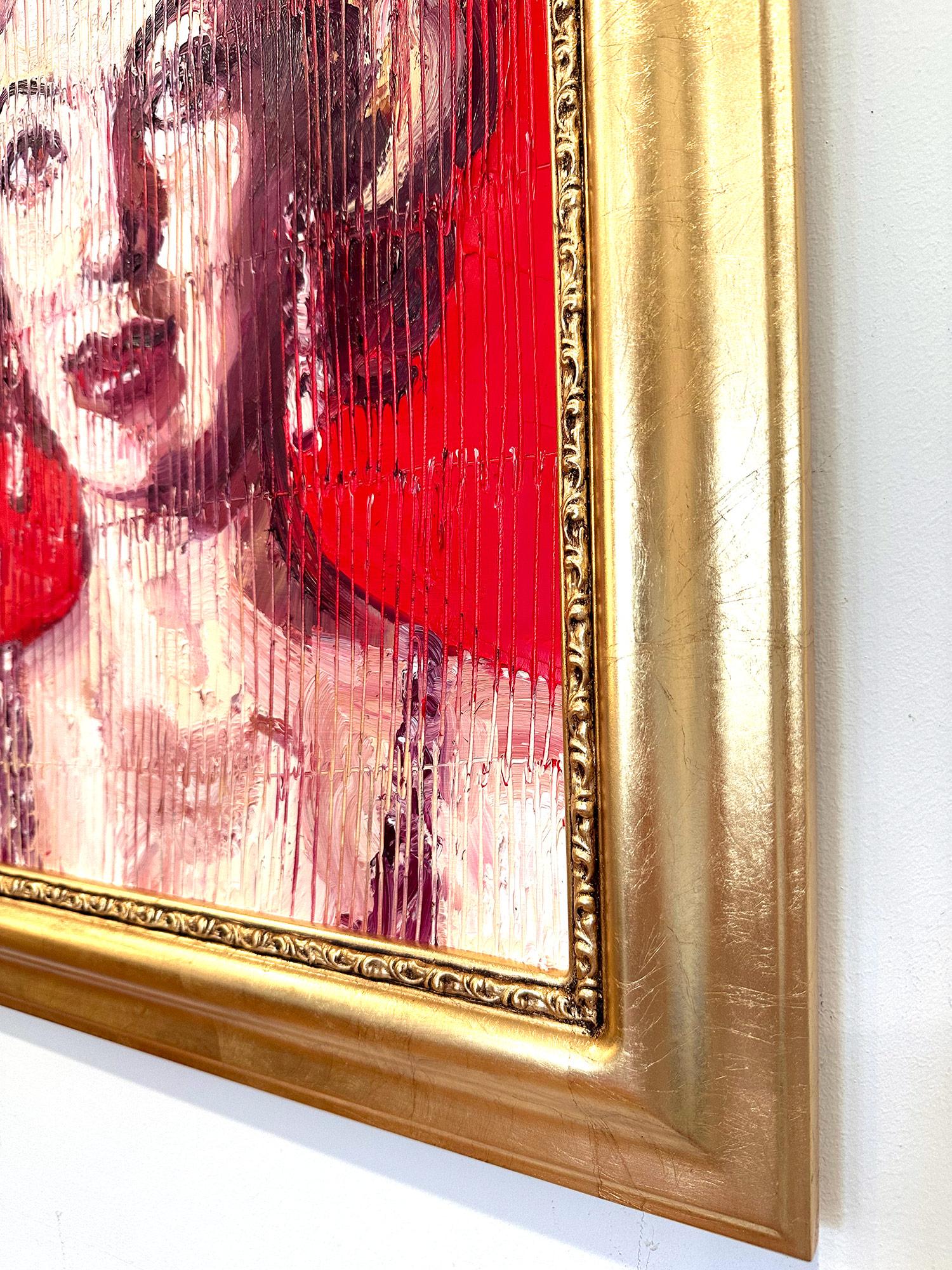 Peinture à l'huile néo-expressionniste rouge « Marilyn Monroe Red » sur panneau de bois en vente 9