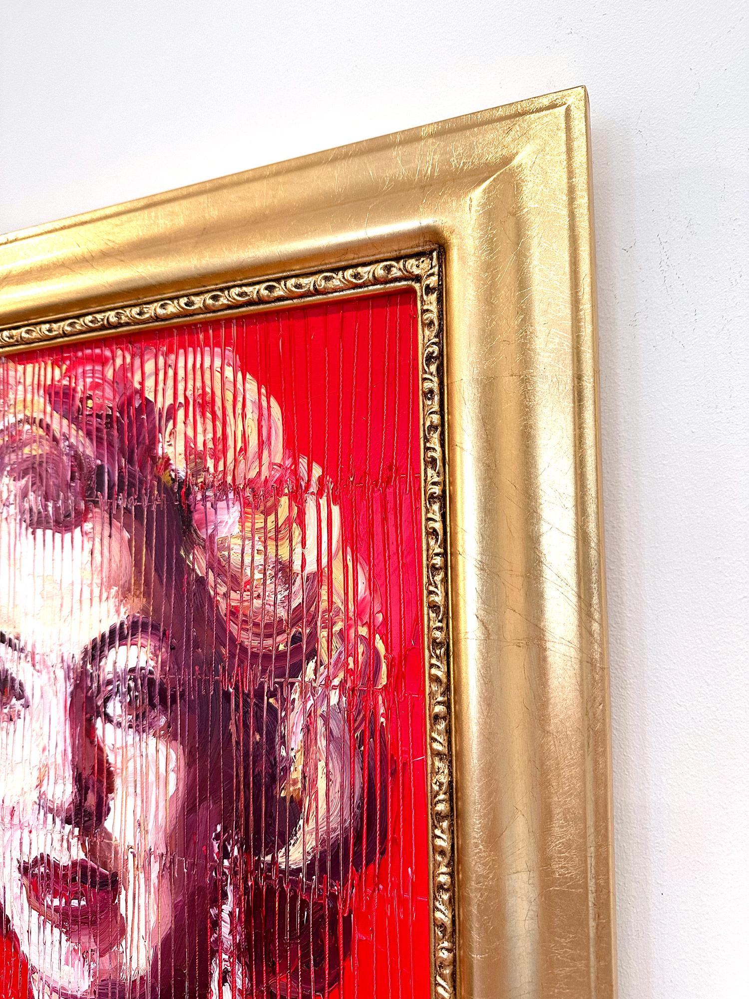 Peinture à l'huile néo-expressionniste rouge « Marilyn Monroe Red » sur panneau de bois en vente 10