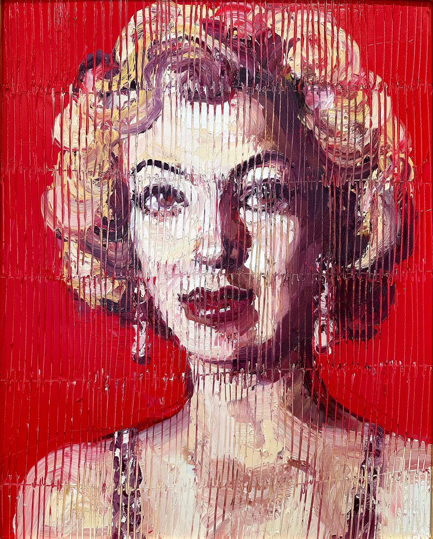Peinture à l'huile néo-expressionniste rouge « Marilyn Monroe Red » sur panneau de bois - Painting de Hunt Slonem