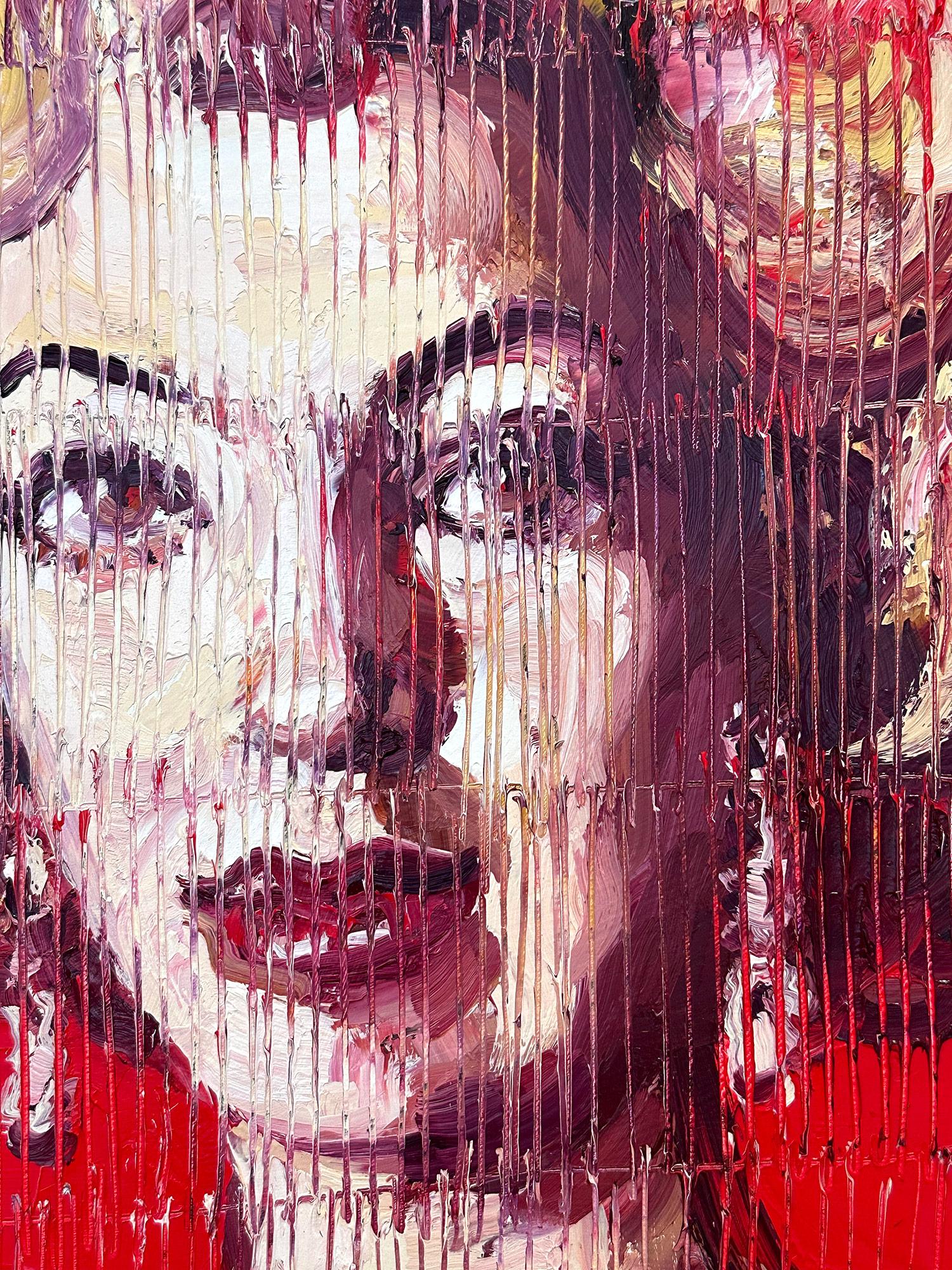 Peinture à l'huile néo-expressionniste rouge « Marilyn Monroe Red » sur panneau de bois - Néo-expressionnisme Painting par Hunt Slonem