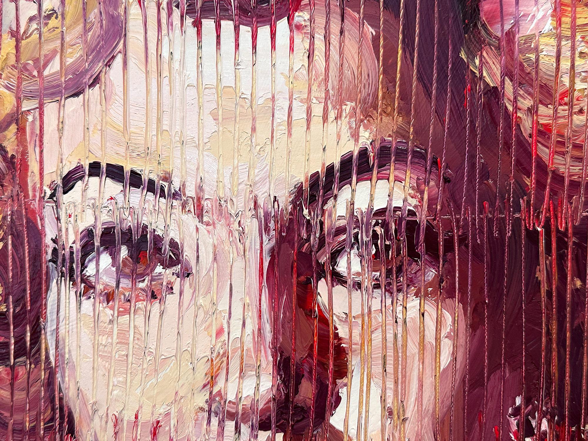 Peinture à l'huile néo-expressionniste rouge « Marilyn Monroe Red » sur panneau de bois en vente 1