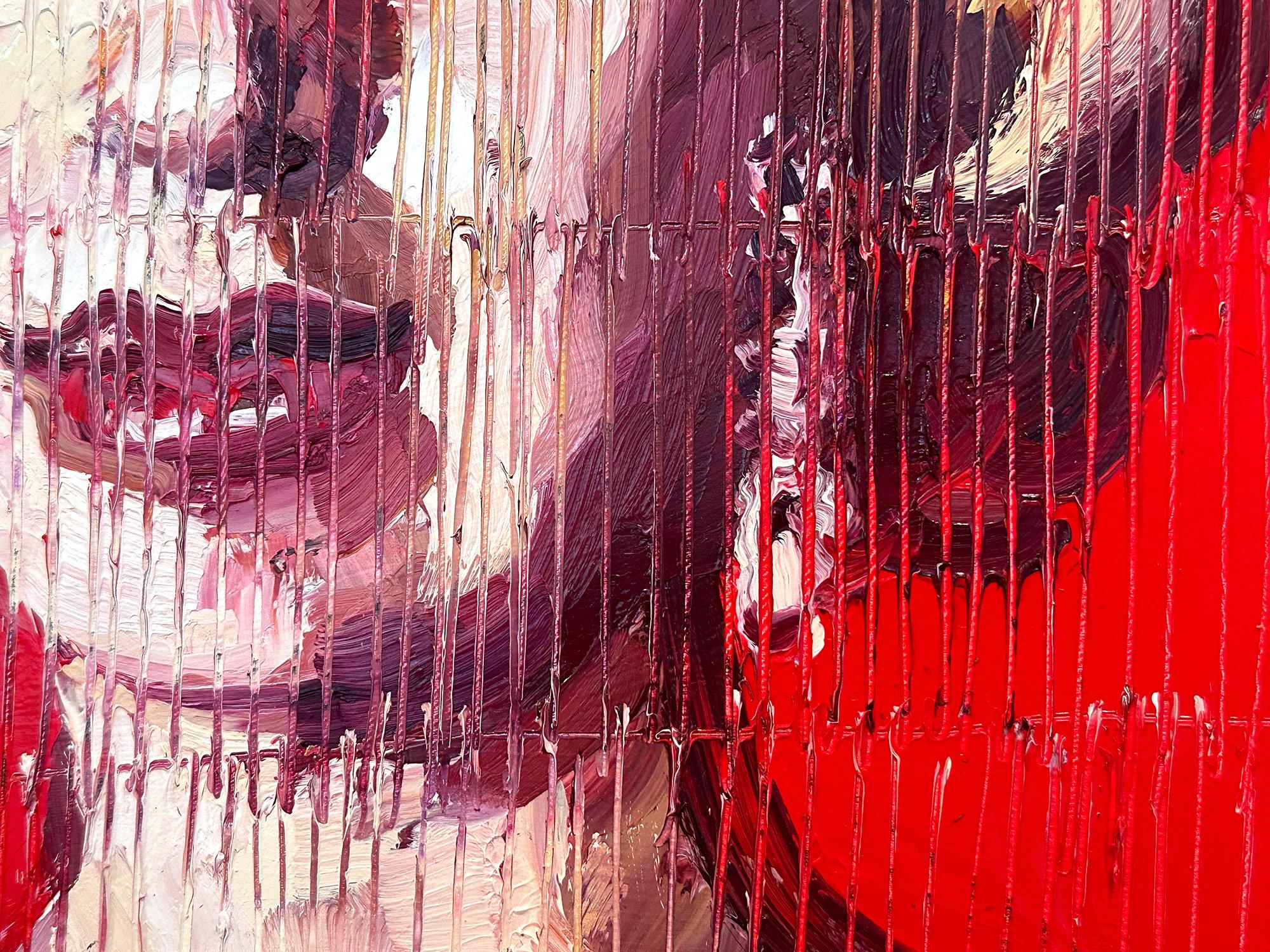 Peinture à l'huile néo-expressionniste rouge « Marilyn Monroe Red » sur panneau de bois en vente 2