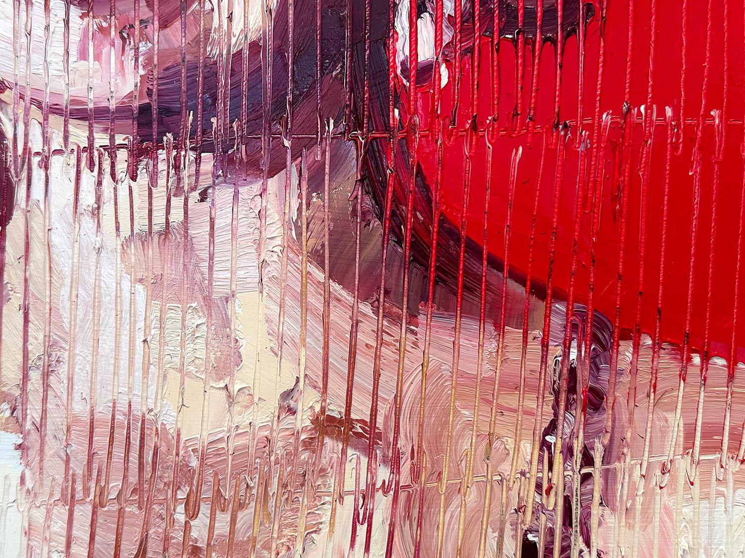 Peinture à l'huile néo-expressionniste rouge « Marilyn Monroe Red » sur panneau de bois en vente 4