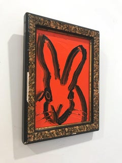 "Max" (Black Outlined Bunny on Scarlet Red Background)