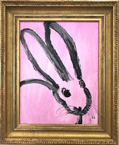 "Melissa" (Bunny on Lavender Pink) Oil Painting on Wood Panel