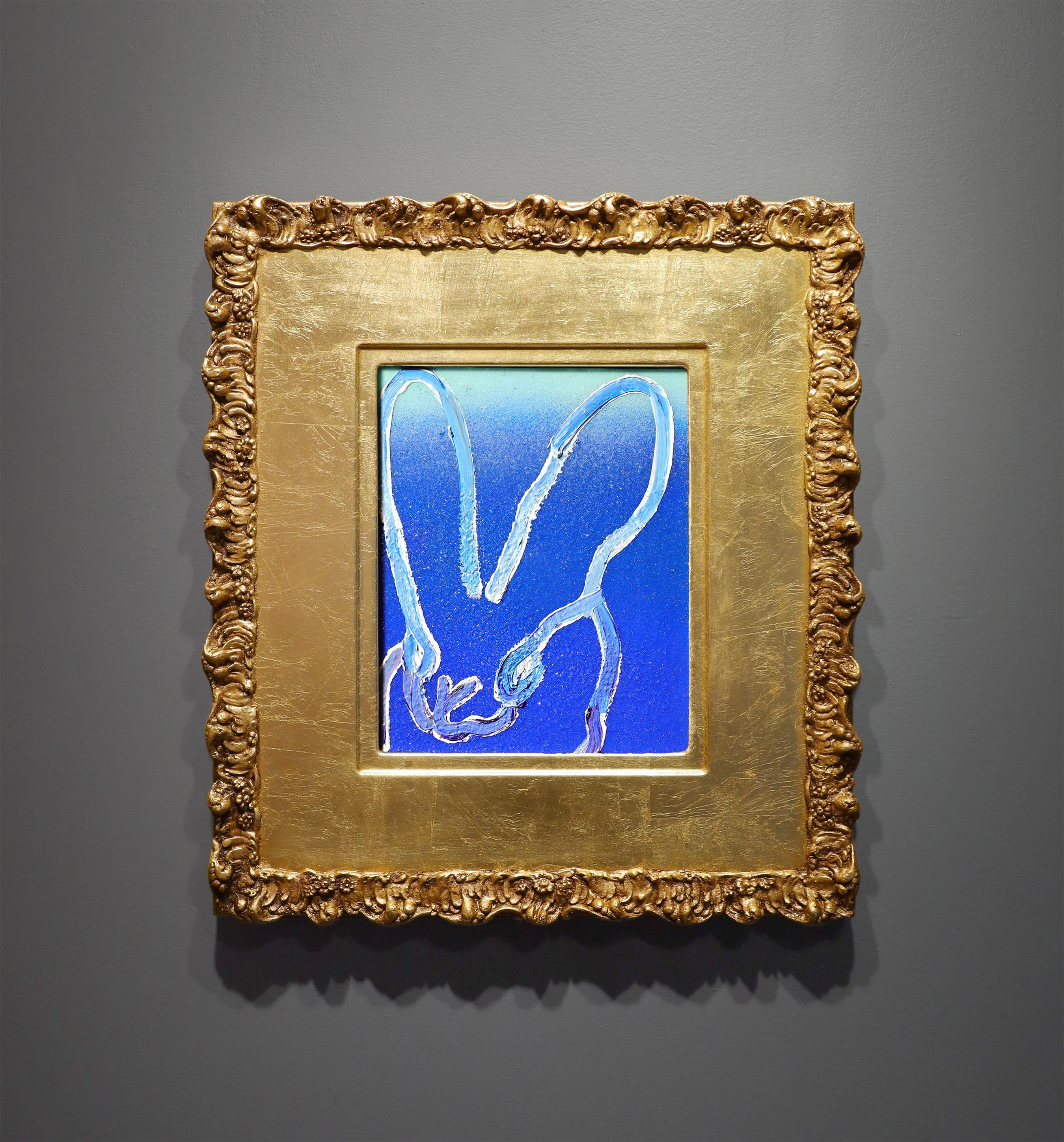 'Messenger in Blue' Unique Painting - Brown Animal Painting by Hunt Slonem
