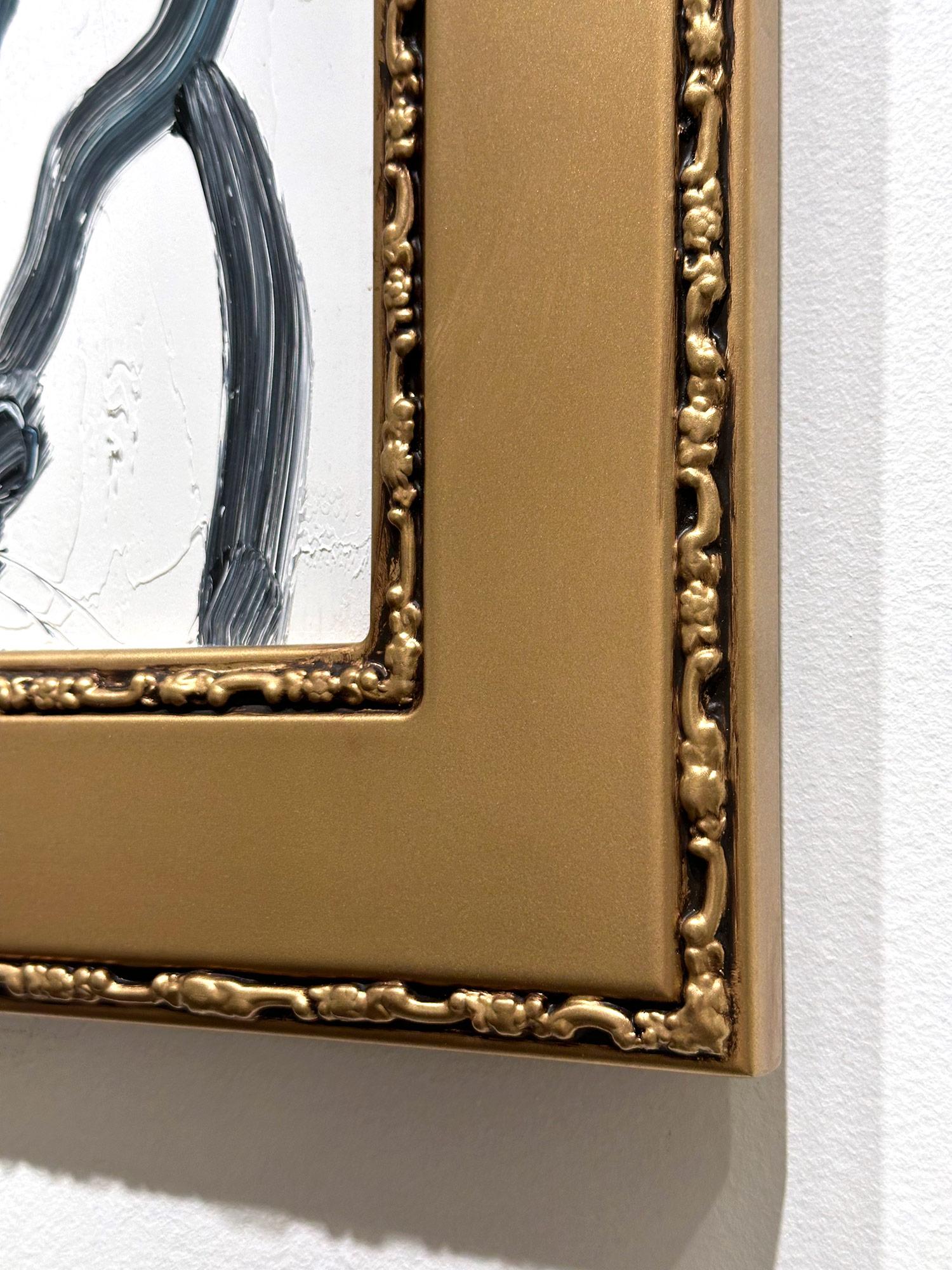 „Michael“ Schwarzer Hase auf weißem Hintergrund, Ölgemälde auf Holzplatte, gerahmt im Angebot 8