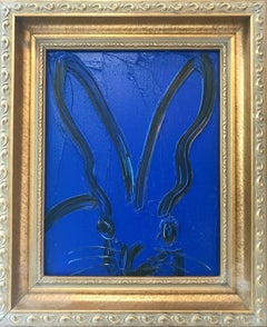 "Mid Night (Black Outlined Bunny on Dark Blue Background)